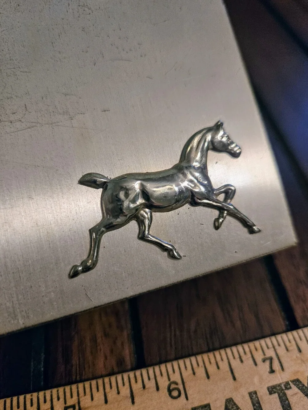 Vintage MCM Art Deco Silver Horse Makeup Compact & Cigarette Case